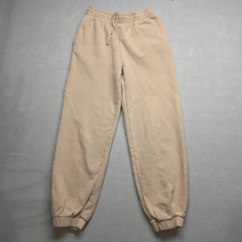 Uniqlo French Terry Sweatpants Tan Beige Joggers Elastic Cuff Small